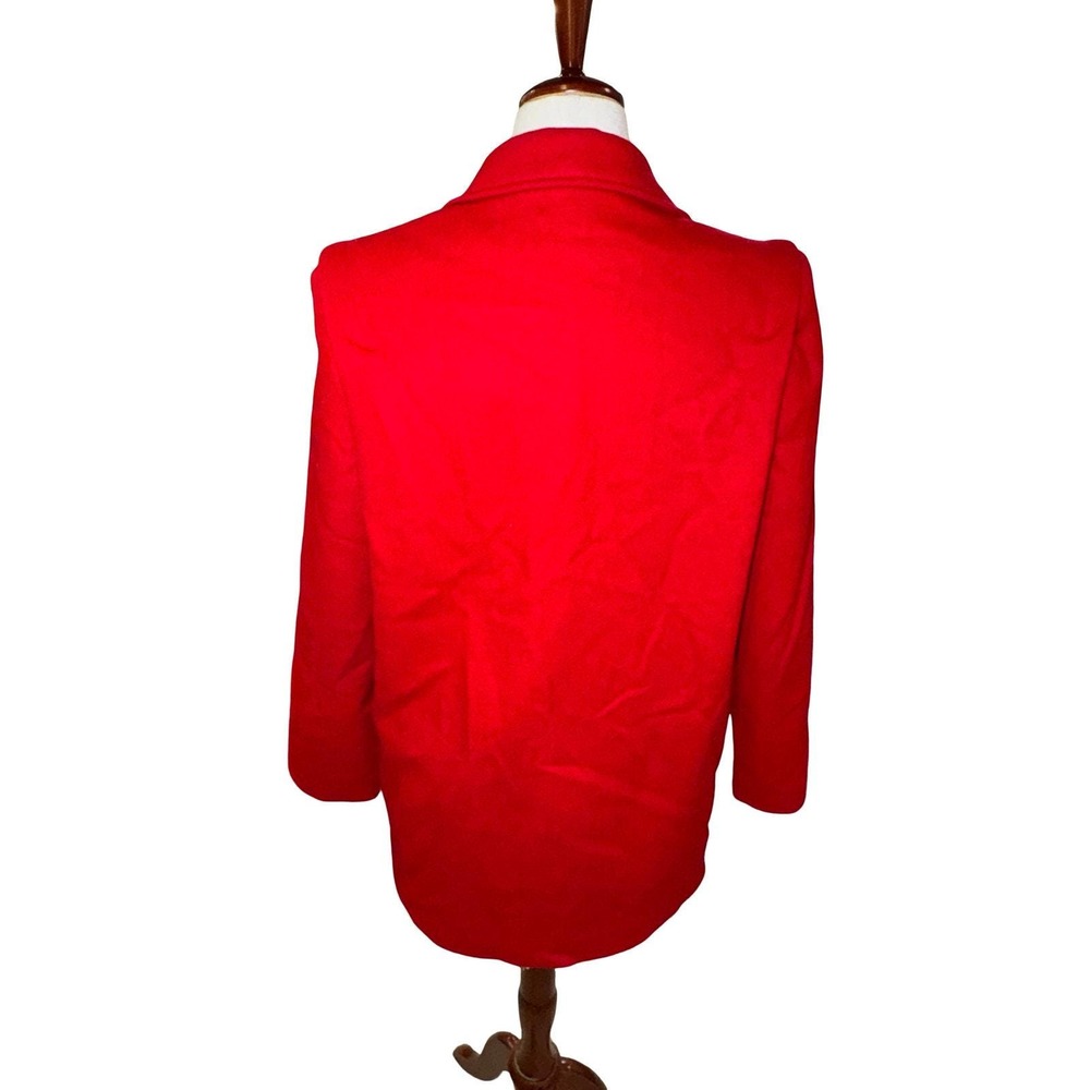 Vintage Wool Pea Coat Women Red Double Breasted Paisley Lining 80s Size 9/10 - Picture 11 of 11